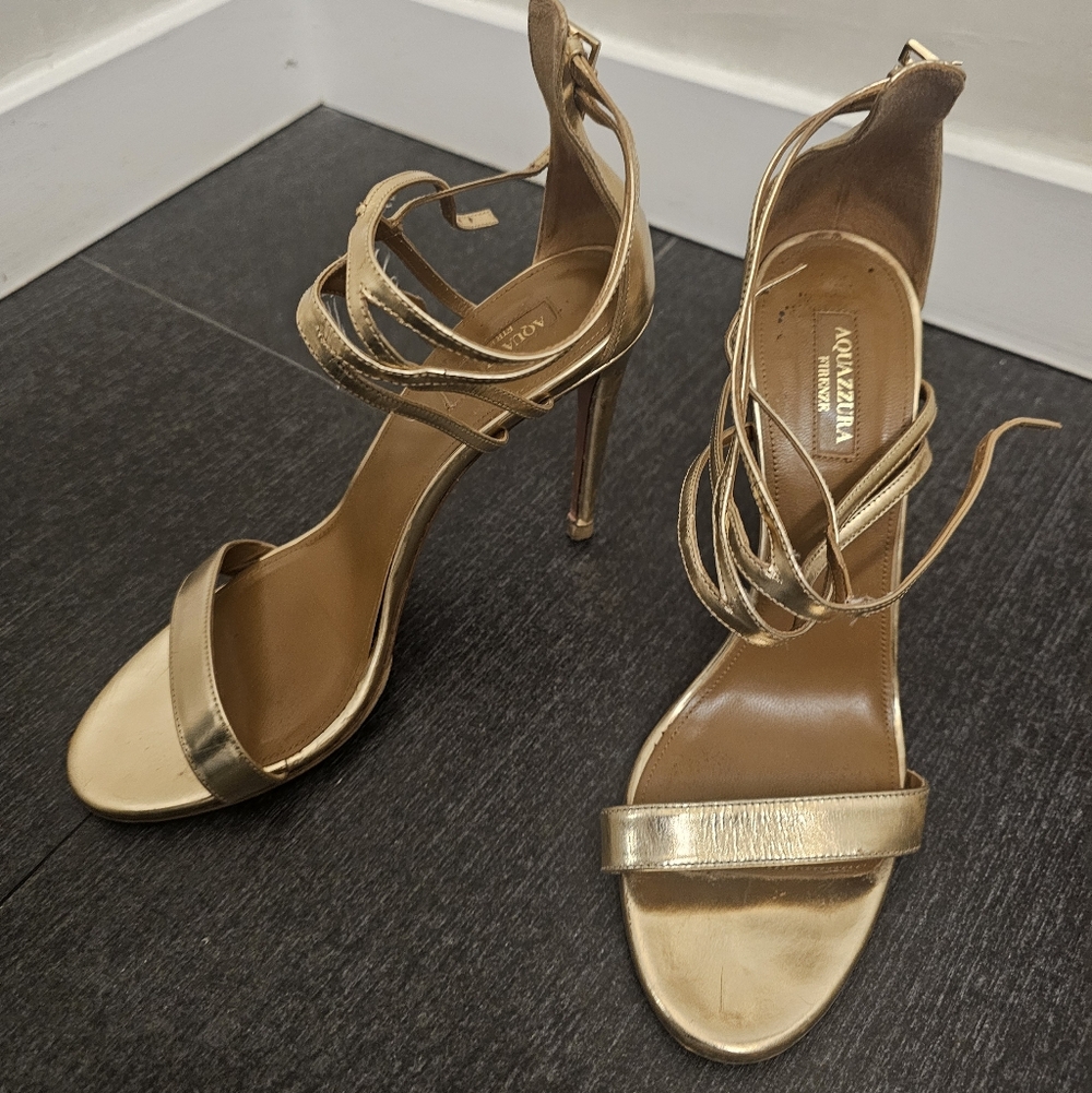 Aquazzura Gold Open-toed